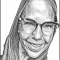 woman in glasses, done in WSJ pencil portrait style