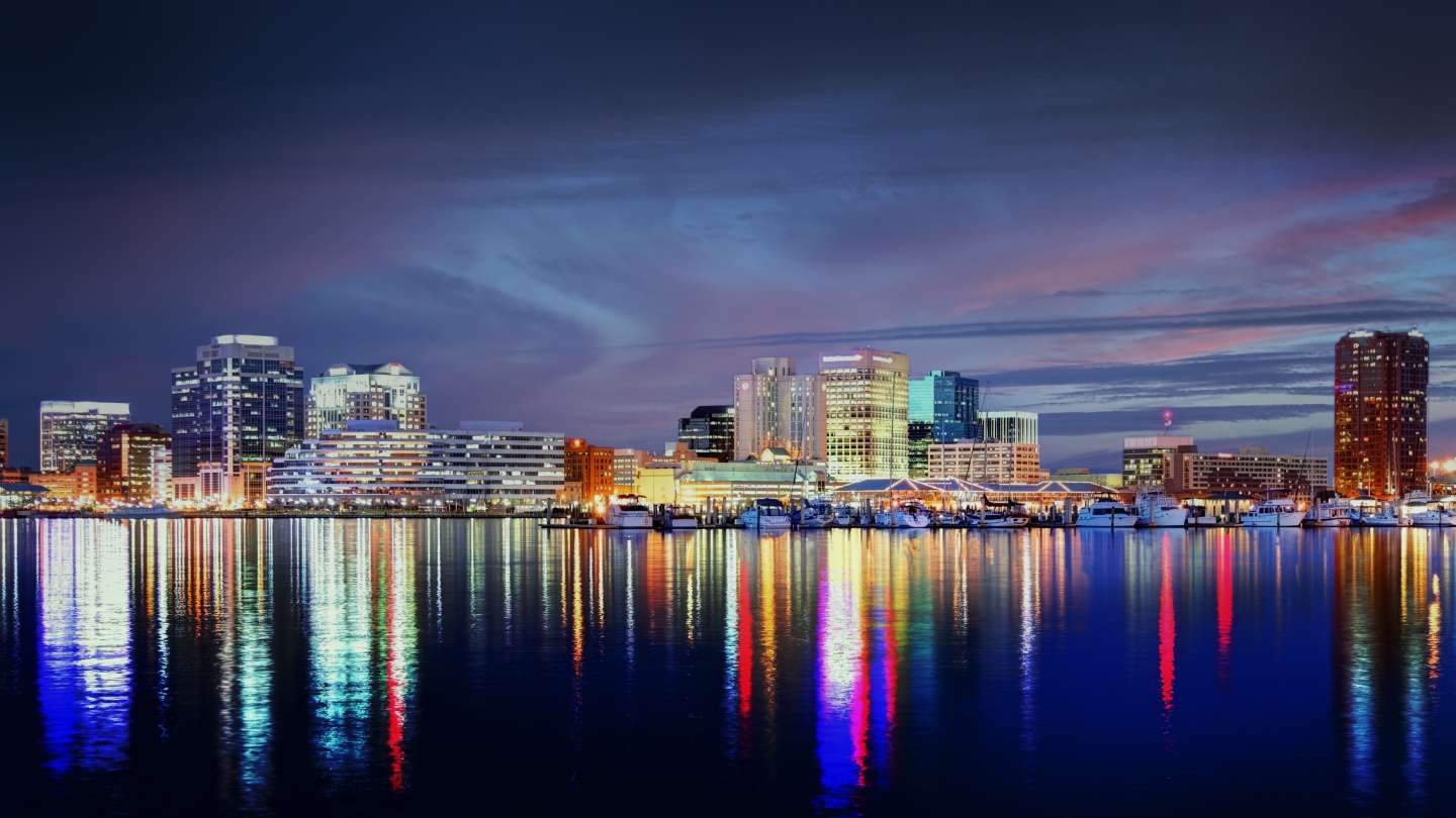 Norfolk, Virginia at night