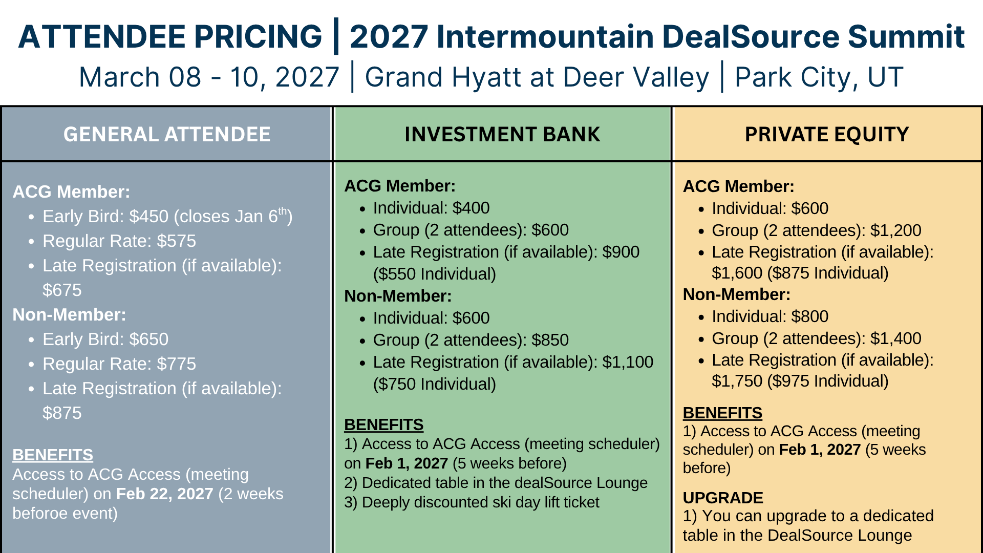 2027 DealSource Summit Pricing