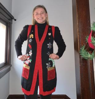 Winner of Ugly Sweater Contest, Tarah McCausland