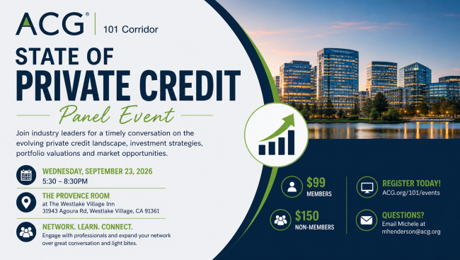 ACG 101 Sept 23rd 2026 State of Private Credit Panel | ACG 101 Corridor