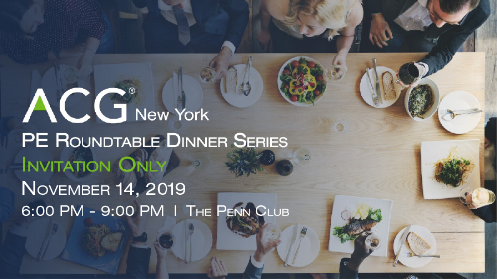 PE Roundtable Dinner Series - Invitation Only - November 2019