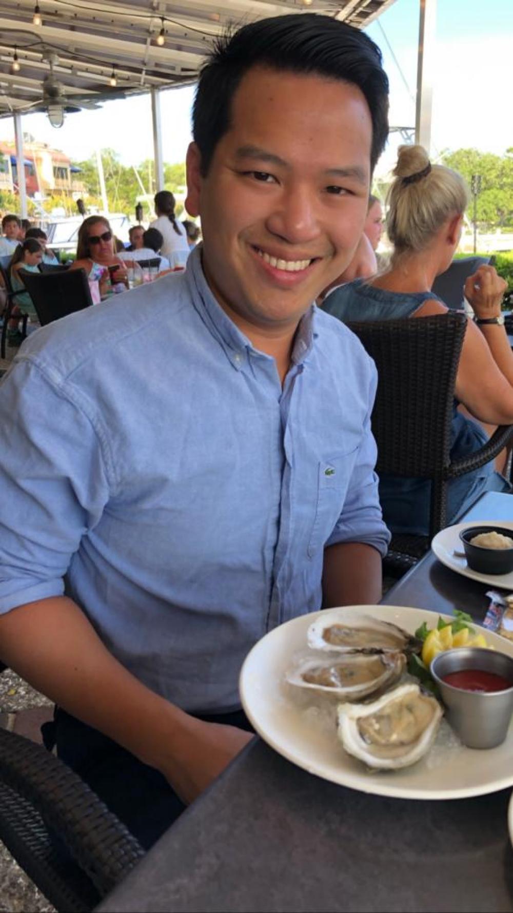 Patrick Enjoying Oysters on the Half-Shell