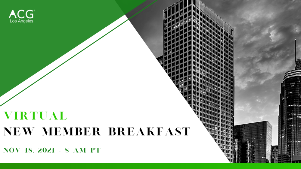 An event header for ACG LA November New Member Breakfast 