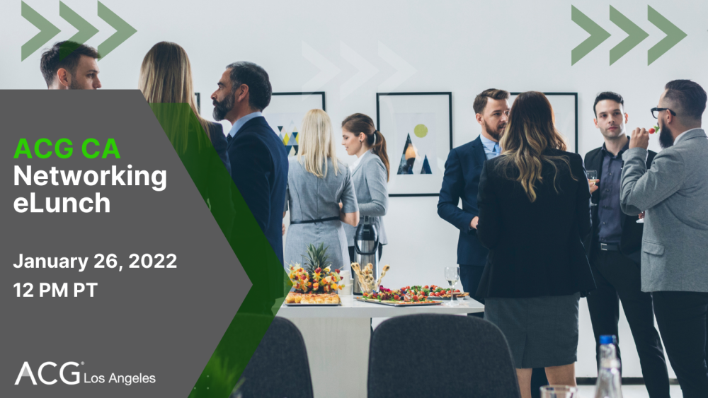 A gray and green website header with professionals networking.