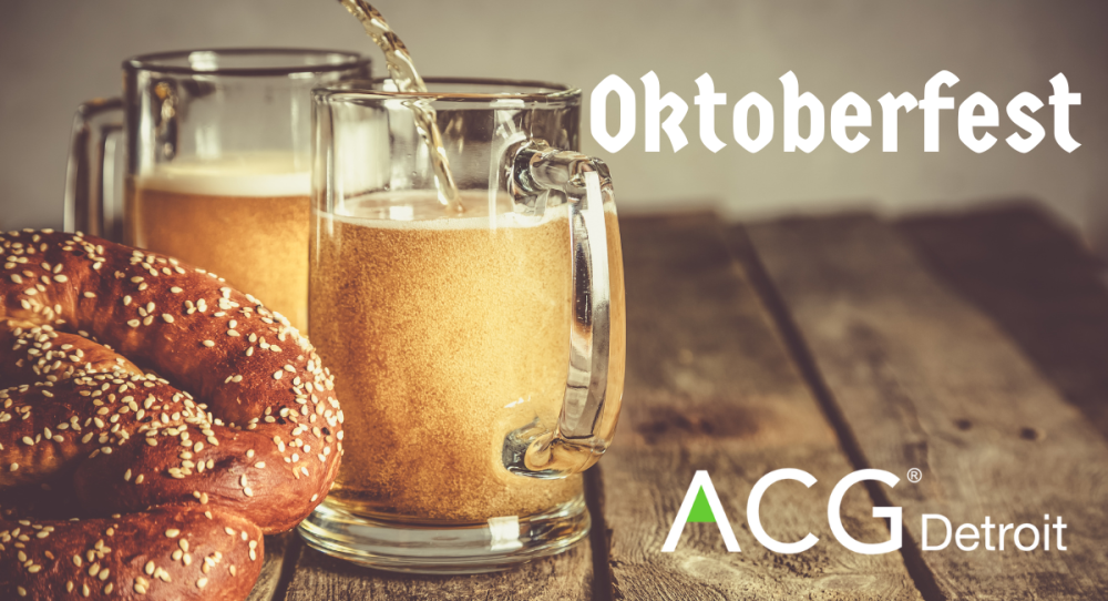Oktoberfest graphic with pretzels & beer