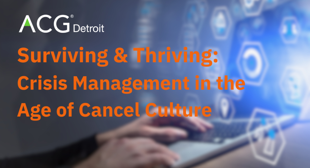 Surviving & Thriving Cancel Culture title over hands typing on a laptop computer