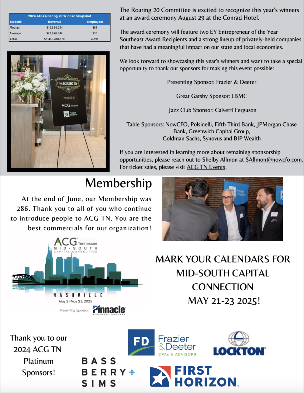 Second page of the 2024 second quarter newsletter for ACG TN