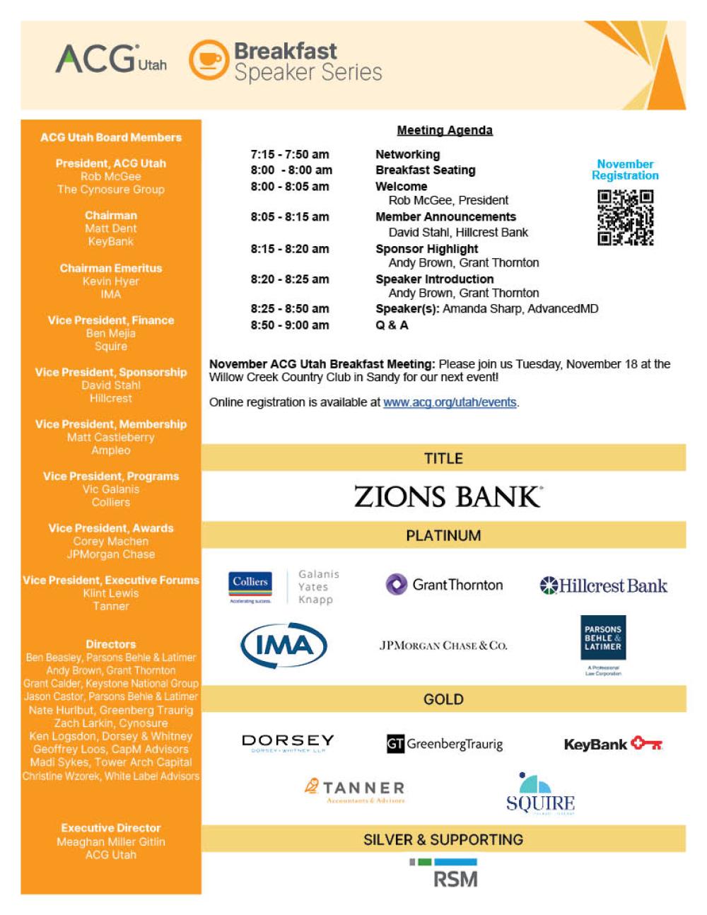 October event agenda