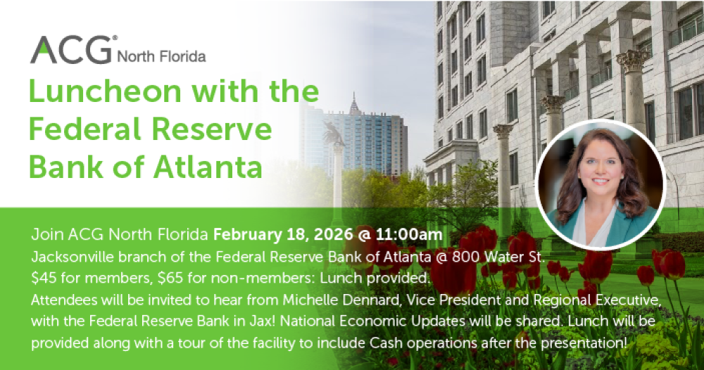 invitation to NFL ACG Luncheon at the Federal Reserve Bank of Atlanta in downtown Jacksonville