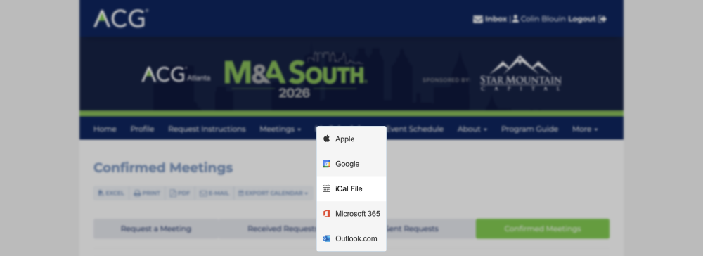 Meeting Schedule Export Subscribe