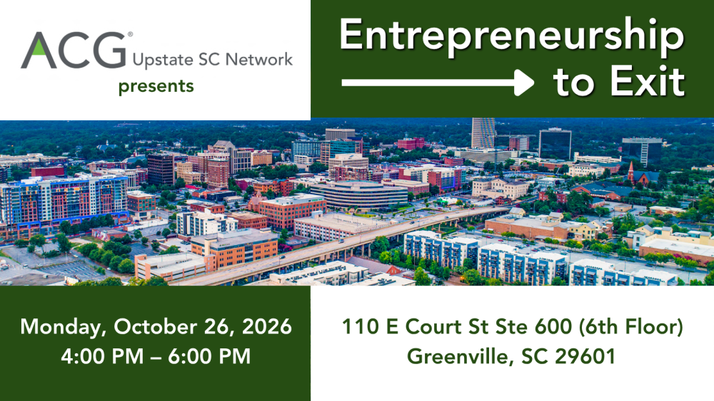 Upstate SC Entrepreneurship to Exit Graphic