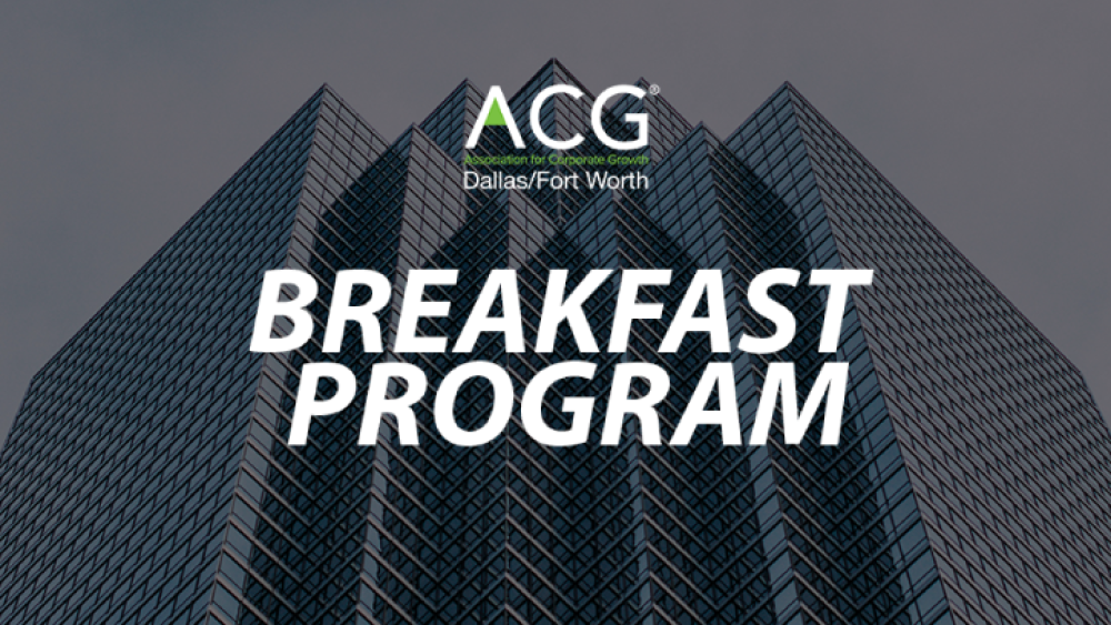 2019 September Dealmakers Program 2019 ACG DFW Dallas Dealmakers Breakfast Program September
