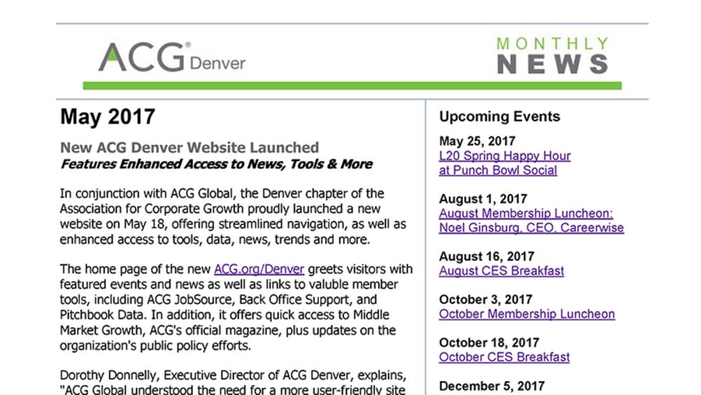 ACG Denver May 2017 Newsletter