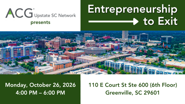 Upstate SC Entrepreneurship to Exit Graphic