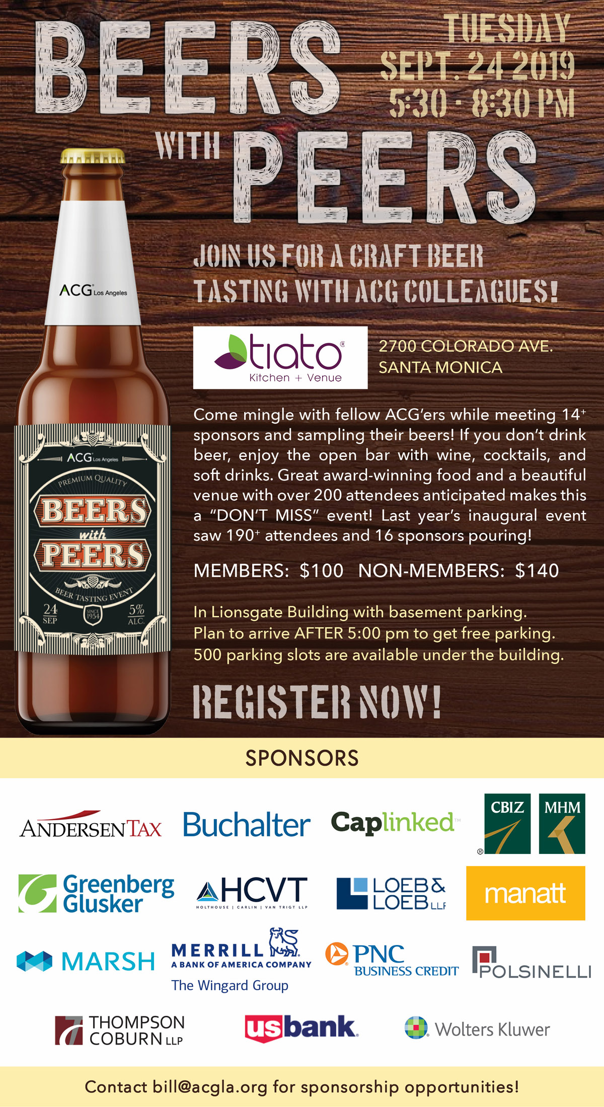2nd Annual Beers with Peers Sept. 24th ACG Los Angeles