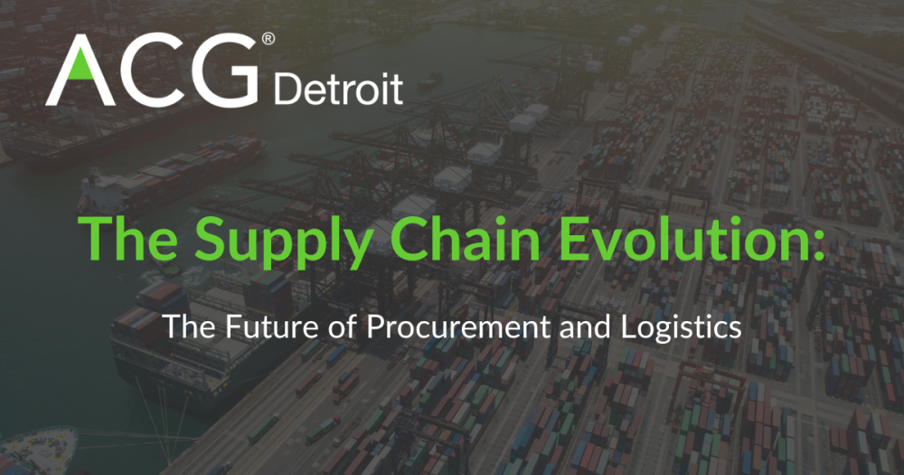Supply Chain Evolution title with shipping yard photo in background
