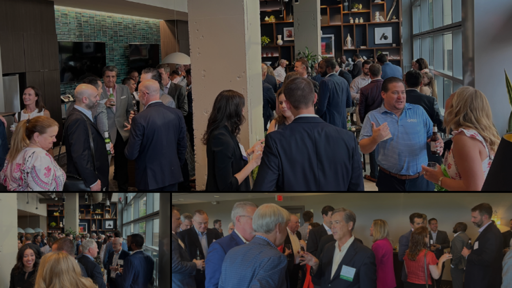 People networking in a various rooms.